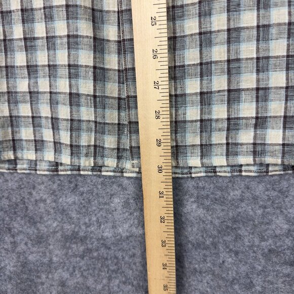 Lyle & Scott Casual Shirt Men's L Checkered Linen Cotton Blue Beige Short Sleeve - Picture 7 of 7